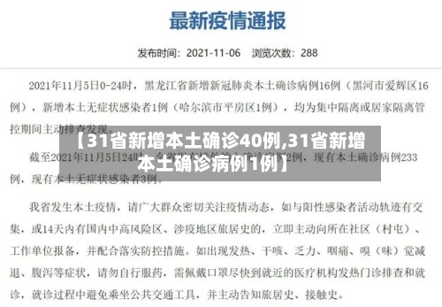 【31省新增本土确诊40例,31省新增本土确诊病例1例】