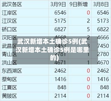 武汉新增本土确诊5例(武汉新增本土确诊5例是哪里的)