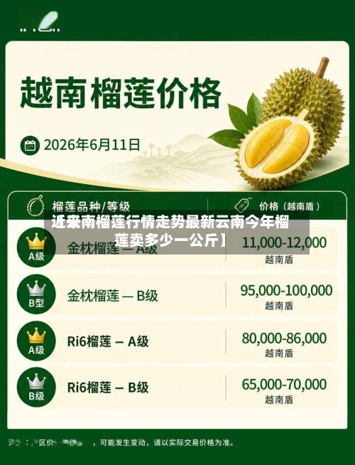 近来【云南榴莲行情走势最新云南今年榴莲卖多少一公斤】