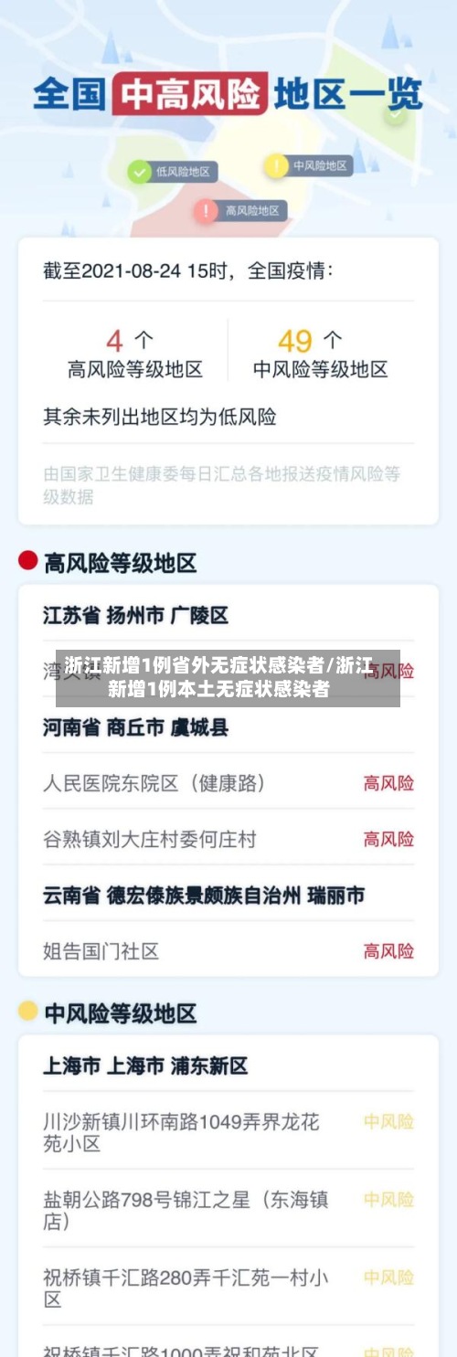 浙江新增1例省外无症状感染者/浙江新增1例本土无症状感染者