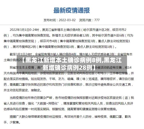 【黑龙江新增本土确诊病例8例,黑龙江新增确诊病例28例】