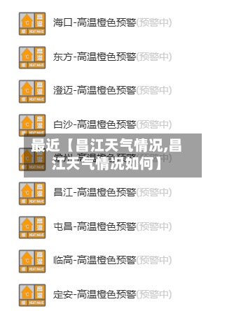 最近【昌江天气情况,昌江天气情况如何】