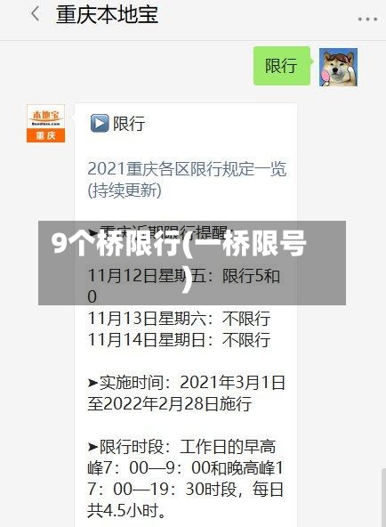 9个桥限行(一桥限号)