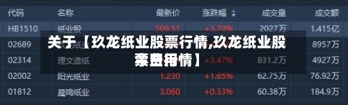 关于【玖龙纸业股票行情,玖龙纸业股票费用今日行情】