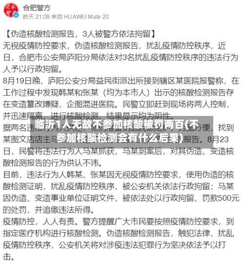 临沂1人无故不参加核酸被罚两百(不参加核酸检测会有什么后果)